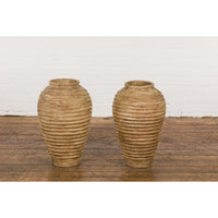 Near Pair of Vintage Jars with Textured Surface