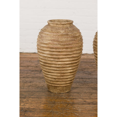 Near Pair of Vintage Jars with Textured Surface-YN7787-5. Asian & Chinese Furniture, Art, Antiques, Vintage Home Décor for sale at FEA Home