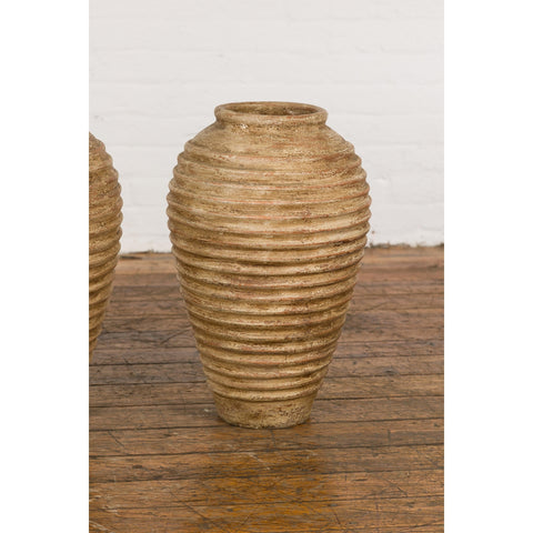 Near Pair of Vintage Jars with Textured Surface-YN7787-6. Asian & Chinese Furniture, Art, Antiques, Vintage Home Décor for sale at FEA Home