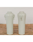 Tall and Slender Vintage White Porcelain Elephant Handles Altar Vases, Near Pair-13. Asian & Chinese Furniture, Art, Antiques, Vintage Home Décor for sale at FEA Home