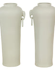 Tall and Slender Vintage White Porcelain Elephant Handles Altar Vases, Near Pair-17. Asian & Chinese Furniture, Art, Antiques, Vintage Home Décor for sale at FEA Home