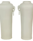 Tall and Slender Vintage White Porcelain Elephant Handles Altar Vases, Near Pair-1. Asian & Chinese Furniture, Art, Antiques, Vintage Home Décor for sale at FEA Home