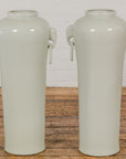 Tall and Slender Vintage White Porcelain Elephant Handles Altar Vases, Near Pair-2. Asian & Chinese Furniture, Art, Antiques, Vintage Home Décor for sale at FEA Home