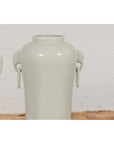 Tall and Slender Vintage White Porcelain Elephant Handles Altar Vases, Near Pair-4. Asian & Chinese Furniture, Art, Antiques, Vintage Home Décor for sale at FEA Home