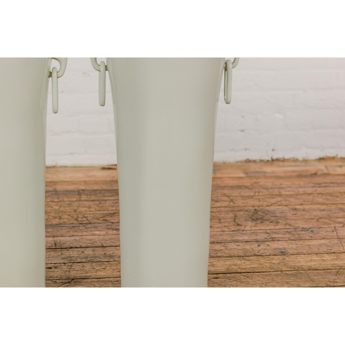 Tall and Slender Vintage White Porcelain Elephant Handles Altar Vases, Near Pair-5. Asian & Chinese Furniture, Art, Antiques, Vintage Home Décor for sale at FEA Home
