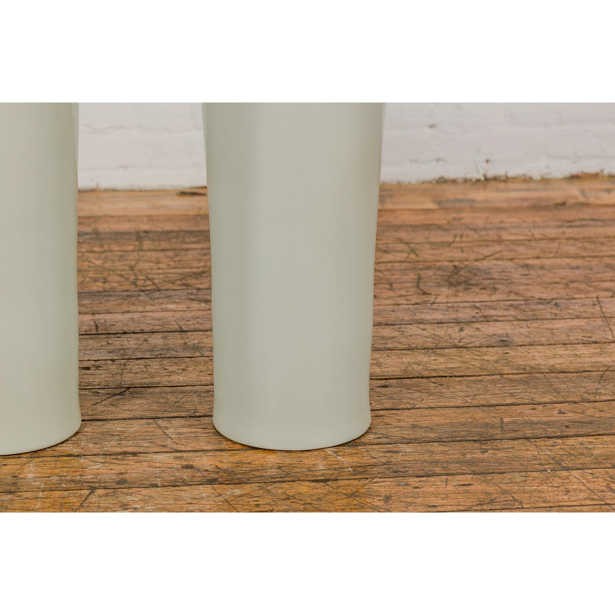 Tall and Slender Vintage White Porcelain Elephant Handles Altar Vases, Near Pair-6. Asian & Chinese Furniture, Art, Antiques, Vintage Home Décor for sale at FEA Home