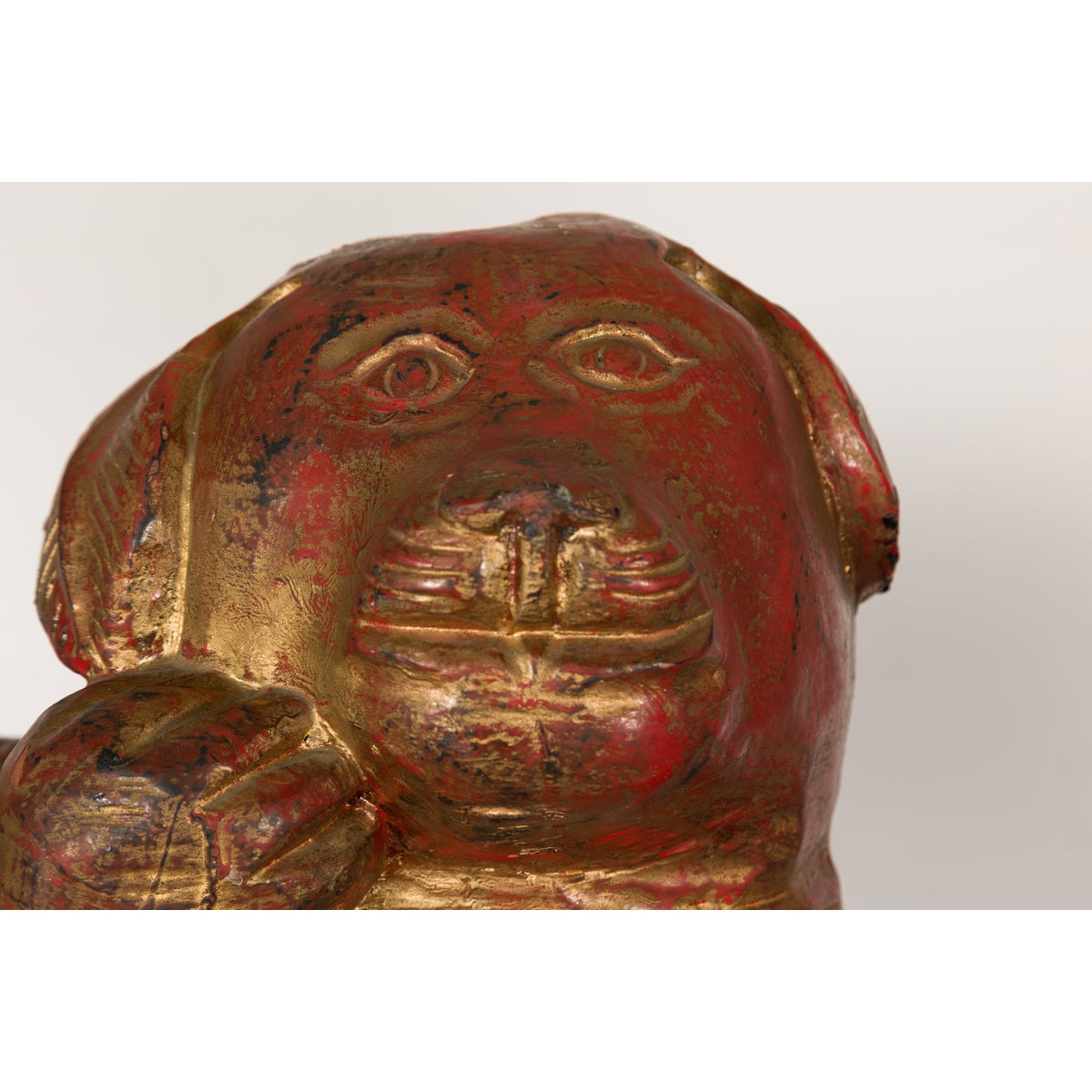 Vintage Pair of Pendant Thai Gilt Wood Mythological Creatures with Red Undertone-10. Asian & Chinese Furniture, Art, Antiques, Vintage Home Décor for sale at FEA Home