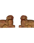 Vintage Pair of Pendant Thai Gilt Wood Mythological Creatures with Red Undertone-1. Asian & Chinese Furniture, Art, Antiques, Vintage Home Décor for sale at FEA Home