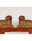 Vintage Pair of Pendant Thai Gilt Wood Mythological Creatures with Red Undertone-2. Asian & Chinese Furniture, Art, Antiques, Vintage Home Décor for sale at FEA Home
