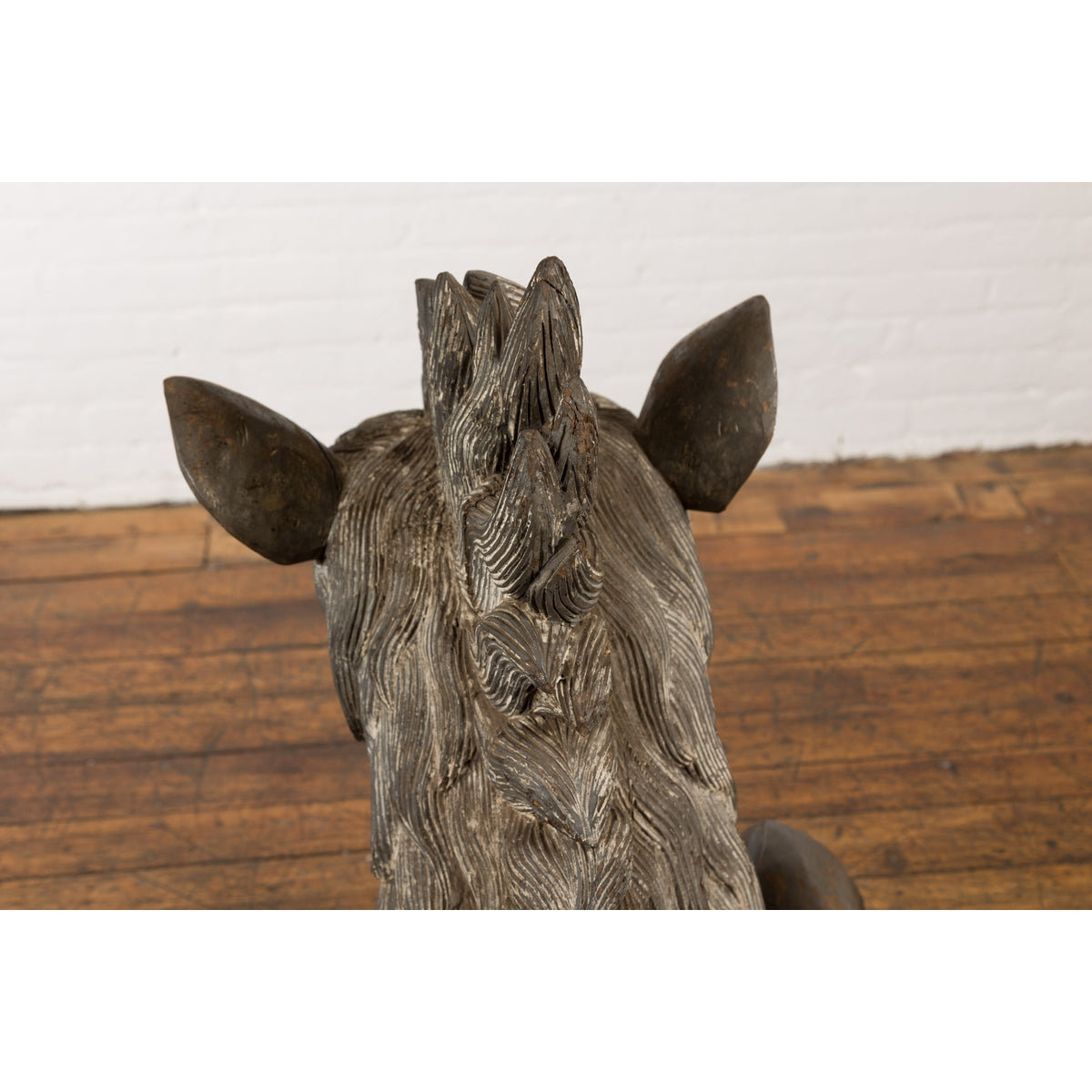 Thai Vintage Painted and Carved Winged Wooden Horse with Striking Expression-19. Asian & Chinese Furniture, Art, Antiques, Vintage Home Décor for sale at FEA Home