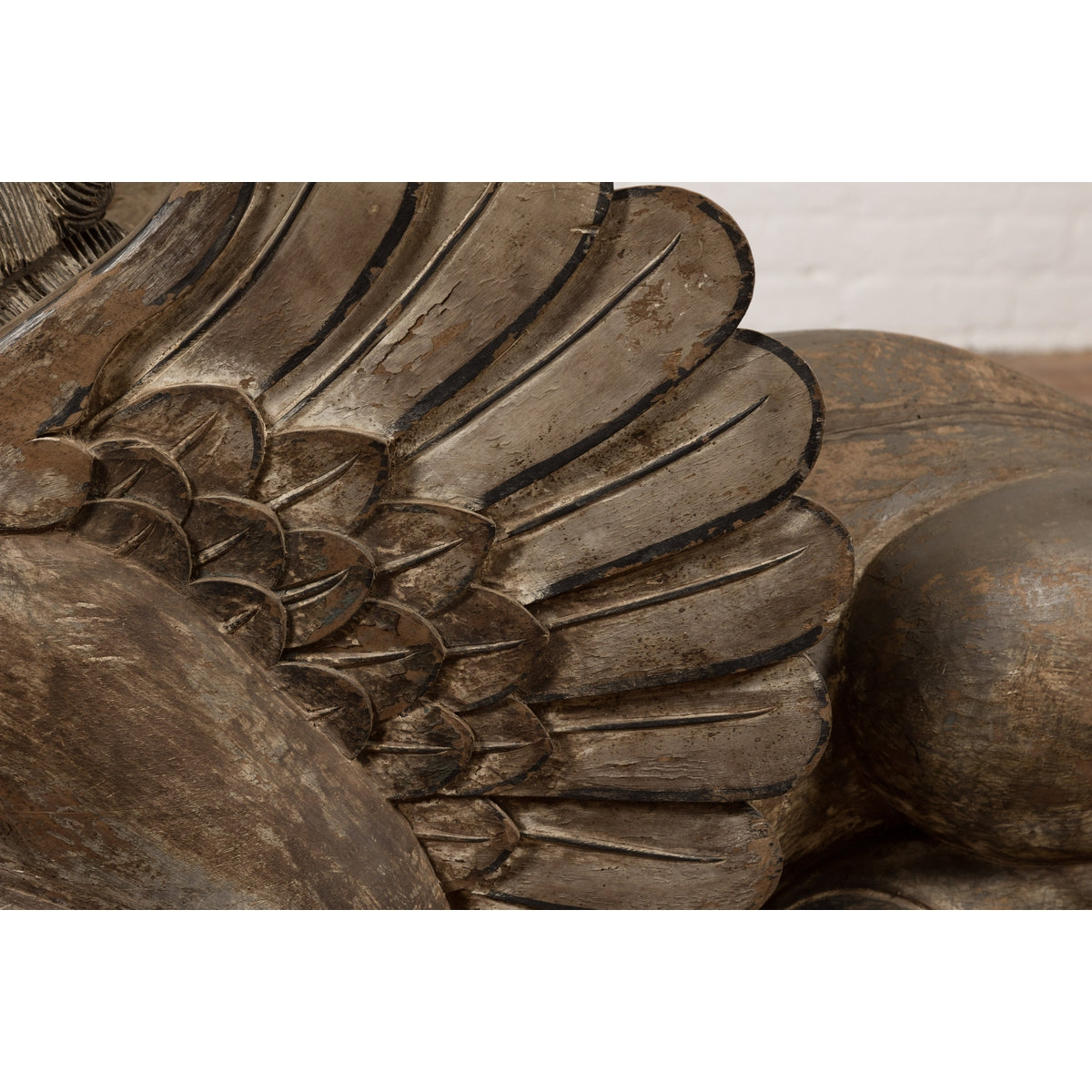 Thai Vintage Painted and Carved Winged Wooden Horse with Striking Expression-9. Asian & Chinese Furniture, Art, Antiques, Vintage Home Décor for sale at FEA Home