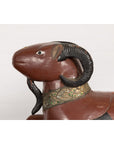 Pair of Vintage Northern Thai Double Ram Sculptures with Reddish Brown Lacquer-11. Asian & Chinese Furniture, Art, Antiques, Vintage Home Décor for sale at FEA Home