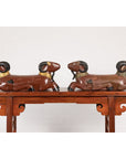 Pair of Vintage Northern Thai Double Ram Sculptures with Reddish Brown Lacquer-15. Asian & Chinese Furniture, Art, Antiques, Vintage Home Décor for sale at FEA Home