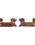 Pair of Vintage Northern Thai Double Ram Sculptures with Reddish Brown Lacquer-1. Asian & Chinese Furniture, Art, Antiques, Vintage Home Décor for sale at FEA Home