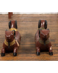 Pair of Vintage Northern Thai Double Ram Sculptures with Reddish Brown Lacquer-4. Asian & Chinese Furniture, Art, Antiques, Vintage Home Décor for sale at FEA Home