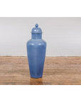 Tall Blue Glaze Lidded Hexagonal Vase with Crackle Finish, Vintage-14. Asian & Chinese Furniture, Art, Antiques, Vintage Home Décor for sale at FEA Home