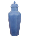 Tall Blue Glaze Lidded Hexagonal Vase with Crackle Finish, Vintage-1. Asian & Chinese Furniture, Art, Antiques, Vintage Home Décor for sale at FEA Home