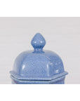 Tall Blue Glaze Lidded Hexagonal Vase with Crackle Finish, Vintage-5. Asian & Chinese Furniture, Art, Antiques, Vintage Home Décor for sale at FEA Home