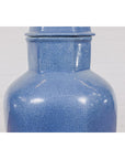 Tall Blue Glaze Lidded Hexagonal Vase with Crackle Finish, Vintage-6. Asian & Chinese Furniture, Art, Antiques, Vintage Home Décor for sale at FEA Home
