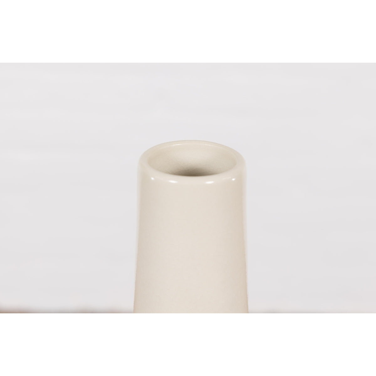Tall Prem Collection Handmade Artisan Cream Glaze Vase with Slender Lines-10. Asian & Chinese Furniture, Art, Antiques, Vintage Home Décor for sale at FEA Home
