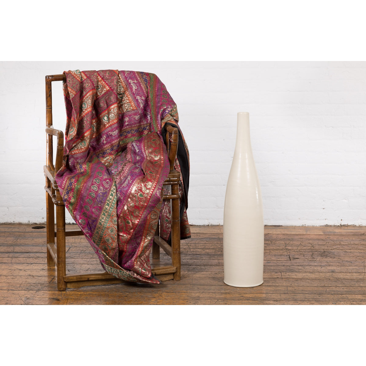 Tall Prem Collection Handmade Artisan Cream Glaze Vase with Slender Lines-11. Asian & Chinese Furniture, Art, Antiques, Vintage Home Décor for sale at FEA Home