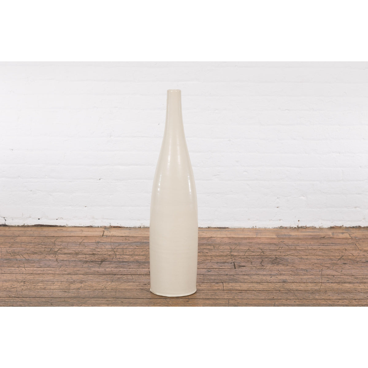 Tall Prem Collection Handmade Artisan Cream Glaze Vase with Slender Lines-12. Asian & Chinese Furniture, Art, Antiques, Vintage Home Décor for sale at FEA Home