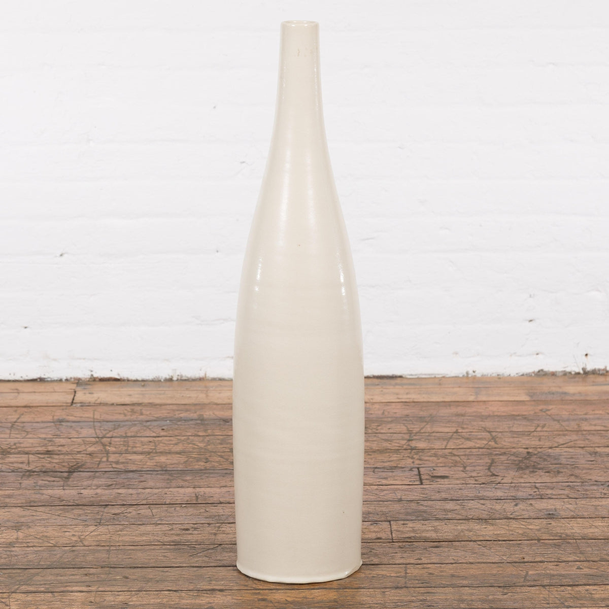 Tall Prem Collection Handmade Artisan Cream Glaze Vase with Slender Lines-13. Asian & Chinese Furniture, Art, Antiques, Vintage Home Décor for sale at FEA Home
