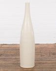 Tall Prem Collection Handmade Artisan Cream Glaze Vase with Slender Lines-13. Asian & Chinese Furniture, Art, Antiques, Vintage Home Décor for sale at FEA Home