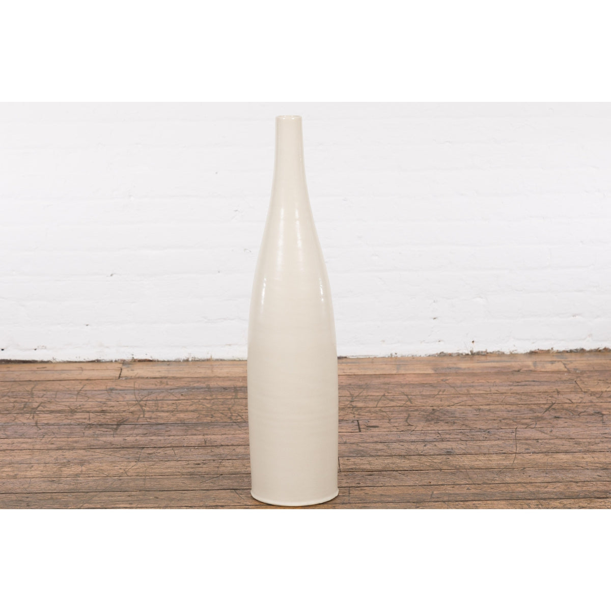 Tall Prem Collection Handmade Artisan Cream Glaze Vase with Slender Lines-14. Asian & Chinese Furniture, Art, Antiques, Vintage Home Décor for sale at FEA Home