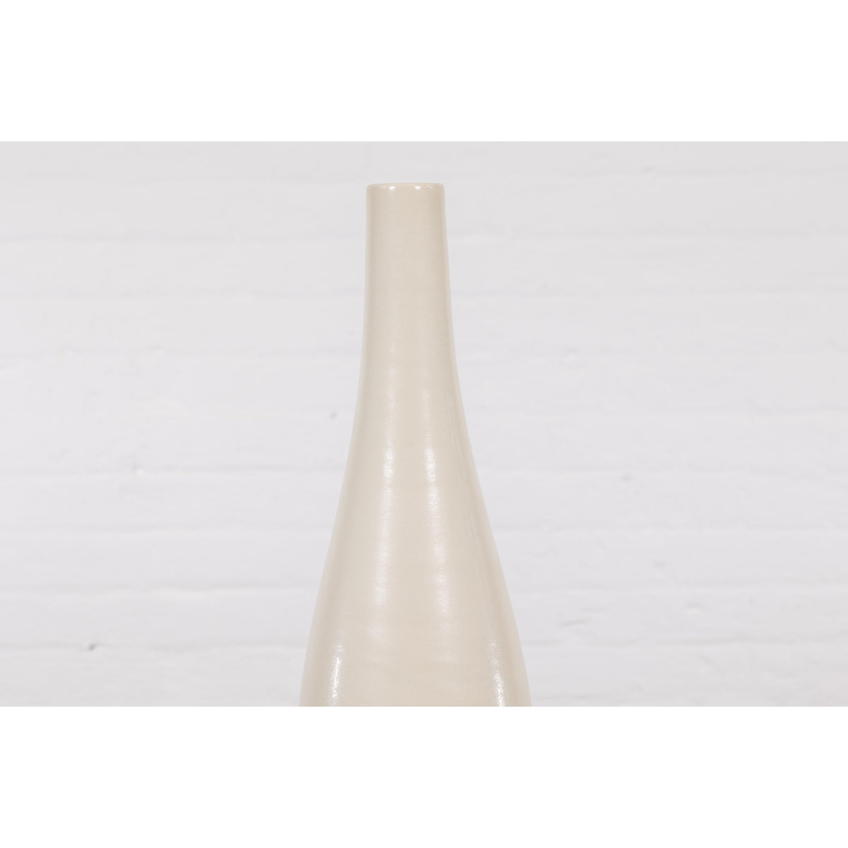 Tall Prem Collection Handmade Artisan Cream Glaze Vase with Slender Lines-4. Asian & Chinese Furniture, Art, Antiques, Vintage Home Décor for sale at FEA Home