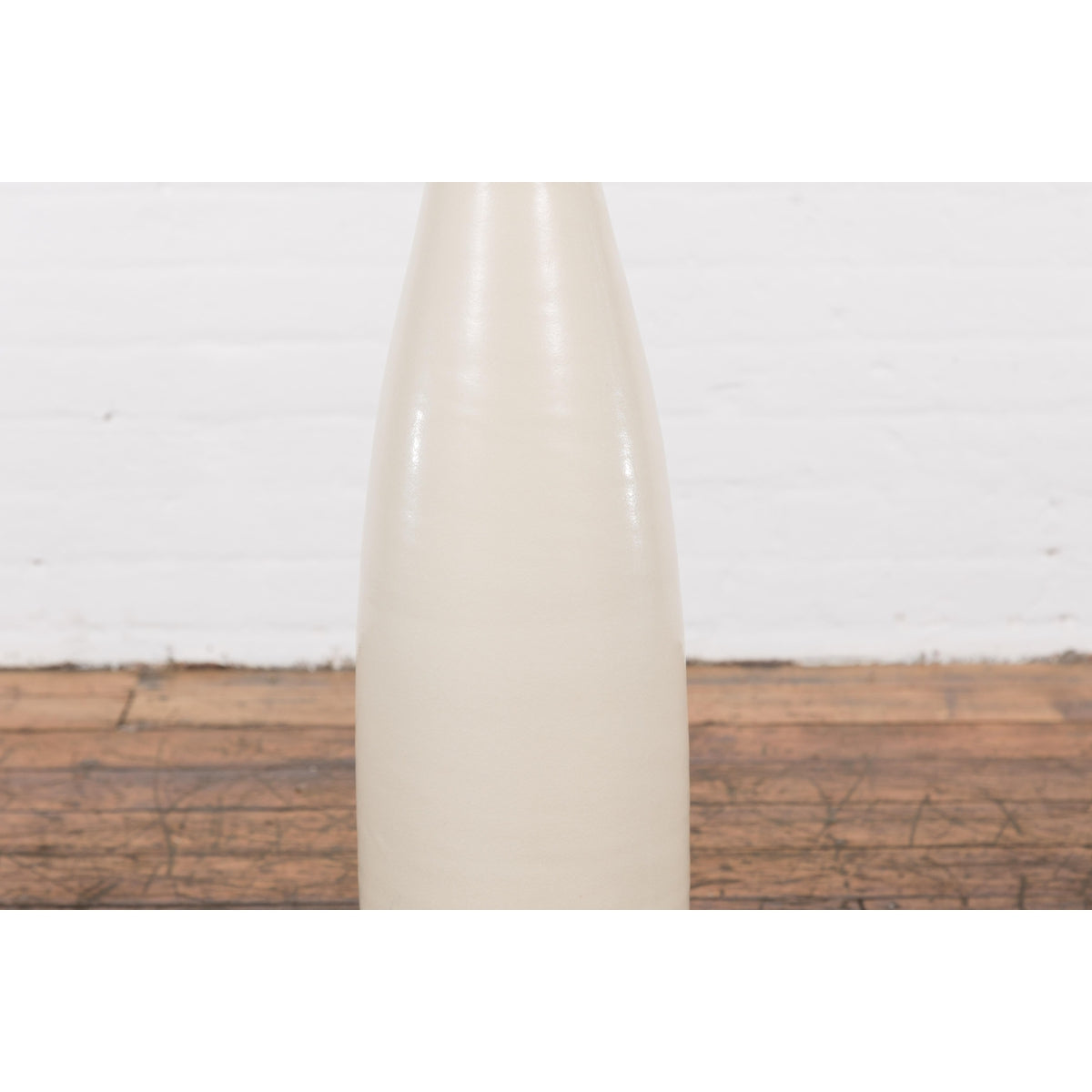 Tall Prem Collection Handmade Artisan Cream Glaze Vase with Slender Lines-5. Asian & Chinese Furniture, Art, Antiques, Vintage Home Décor for sale at FEA Home
