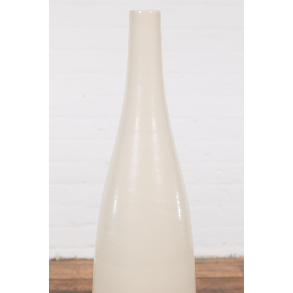 Tall Prem Collection Handmade Artisan Cream Glaze Vase with Slender Lines-7. Asian & Chinese Furniture, Art, Antiques, Vintage Home Décor for sale at FEA Home