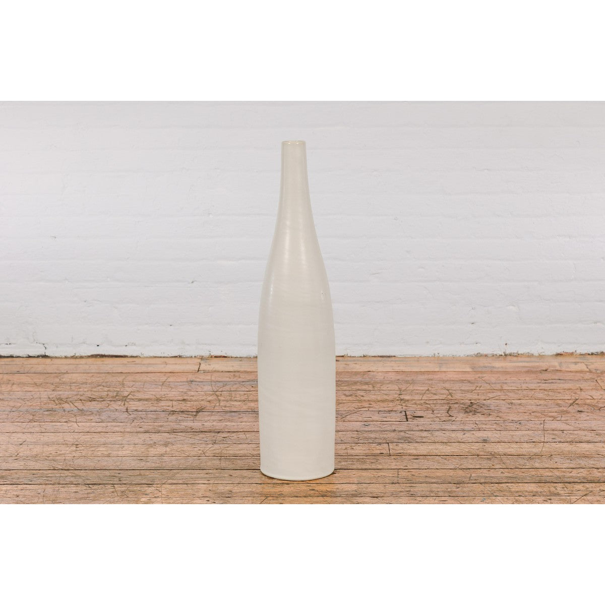 Tall Artisan Made Contemporary Vase with Cream Glaze-10. Asian & Chinese Furniture, Art, Antiques, Vintage Home Décor for sale at FEA Home