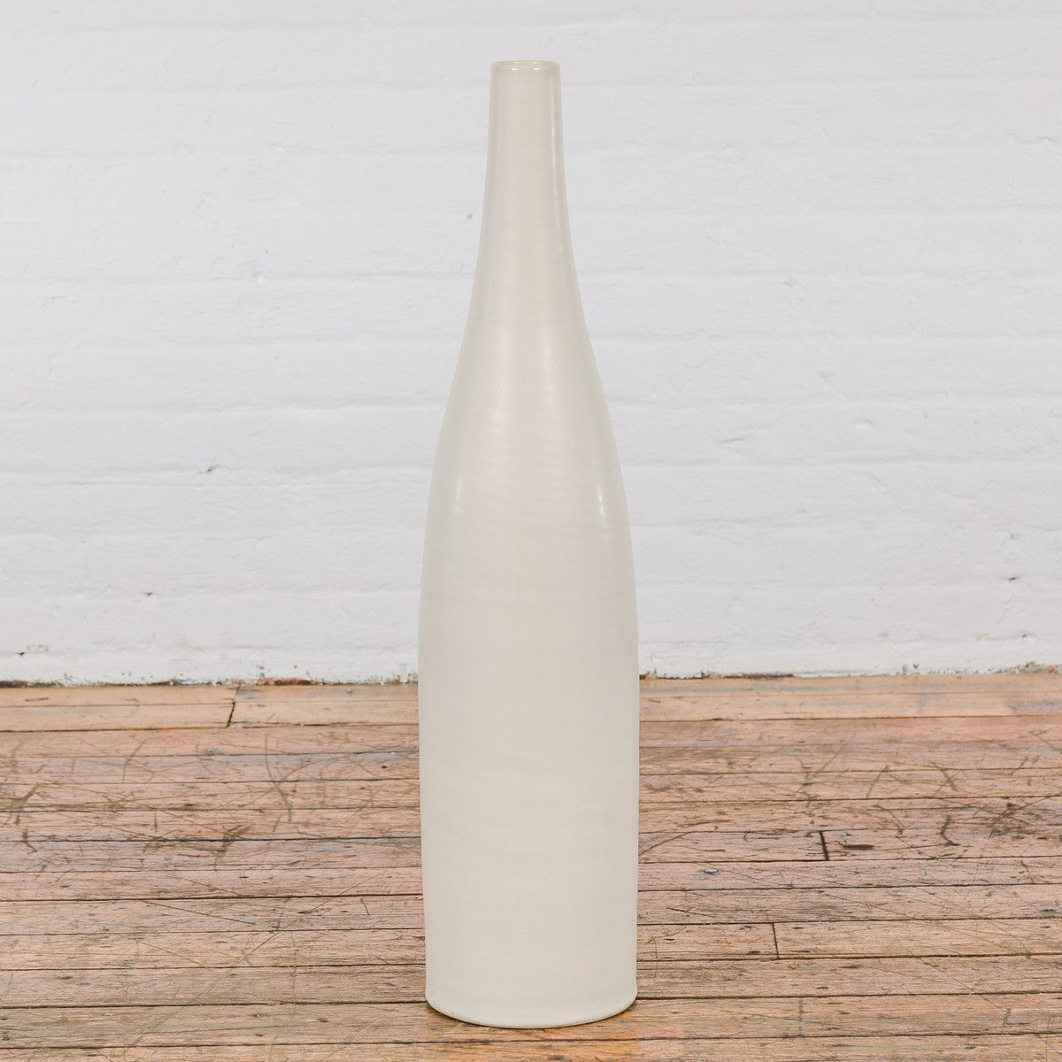 Tall Artisan Made Contemporary Vase with Cream Glaze-3. Asian & Chinese Furniture, Art, Antiques, Vintage Home Décor for sale at FEA Home