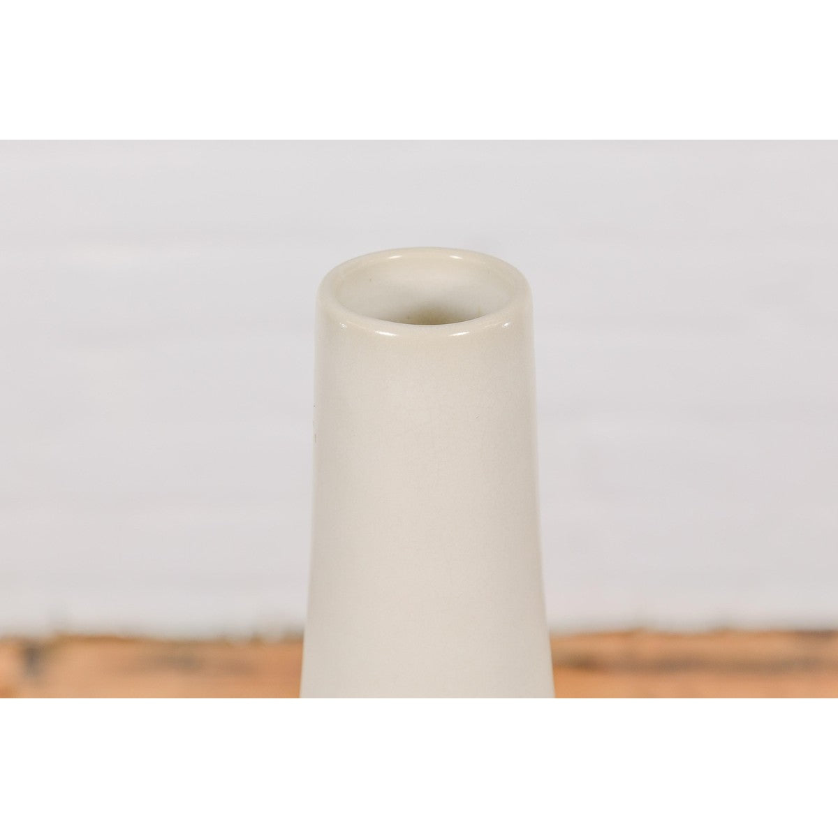 Tall Artisan Made Contemporary Vase with Cream Glaze-8. Asian & Chinese Furniture, Art, Antiques, Vintage Home Décor for sale at FEA Home