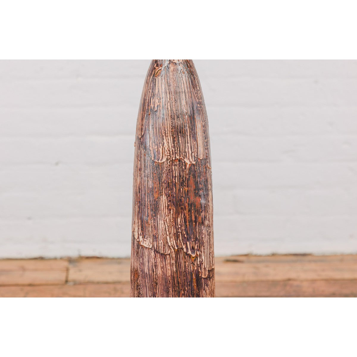 Tall and Slender Textured Brown Minimalist Ceramic Vase-12. Asian & Chinese Furniture, Art, Antiques, Vintage Home Décor for sale at FEA Home