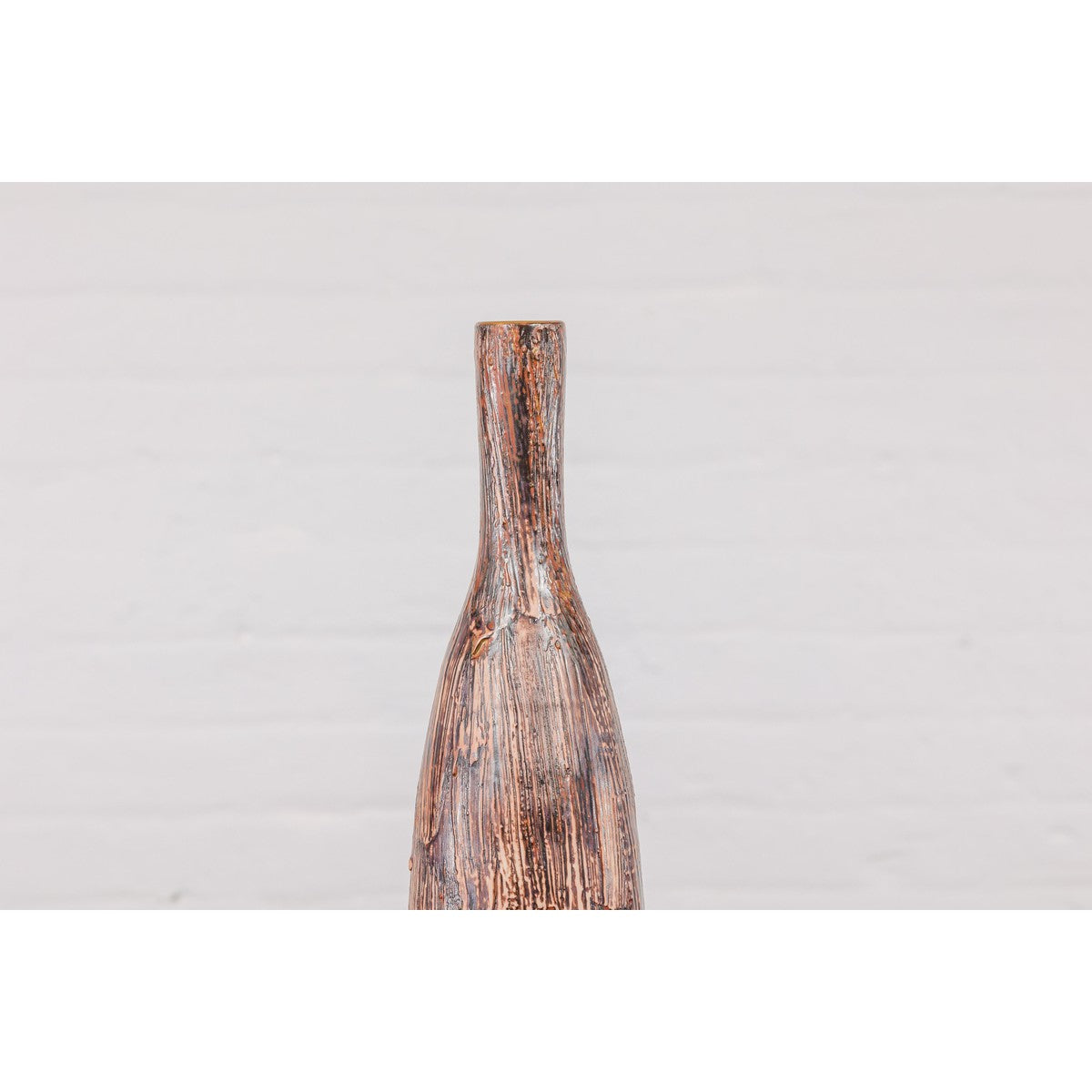Tall and Slender Textured Brown Minimalist Ceramic Vase-13. Asian & Chinese Furniture, Art, Antiques, Vintage Home Décor for sale at FEA Home