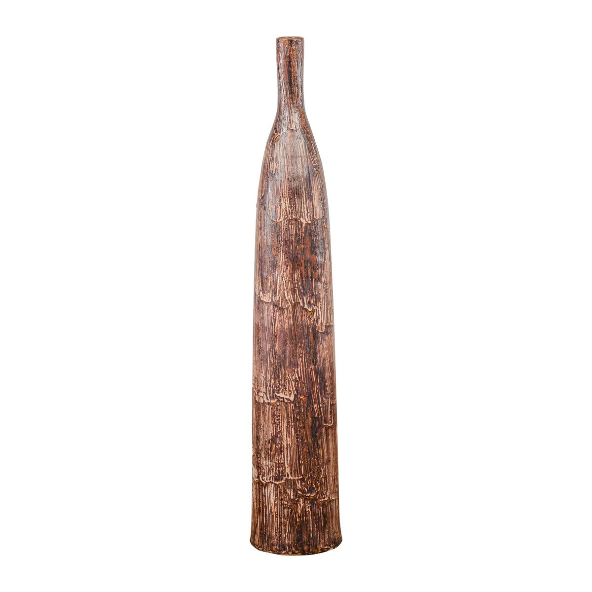 Tall and Slender Textured Brown Minimalist Ceramic Vase-15. Asian & Chinese Furniture, Art, Antiques, Vintage Home Décor for sale at FEA Home