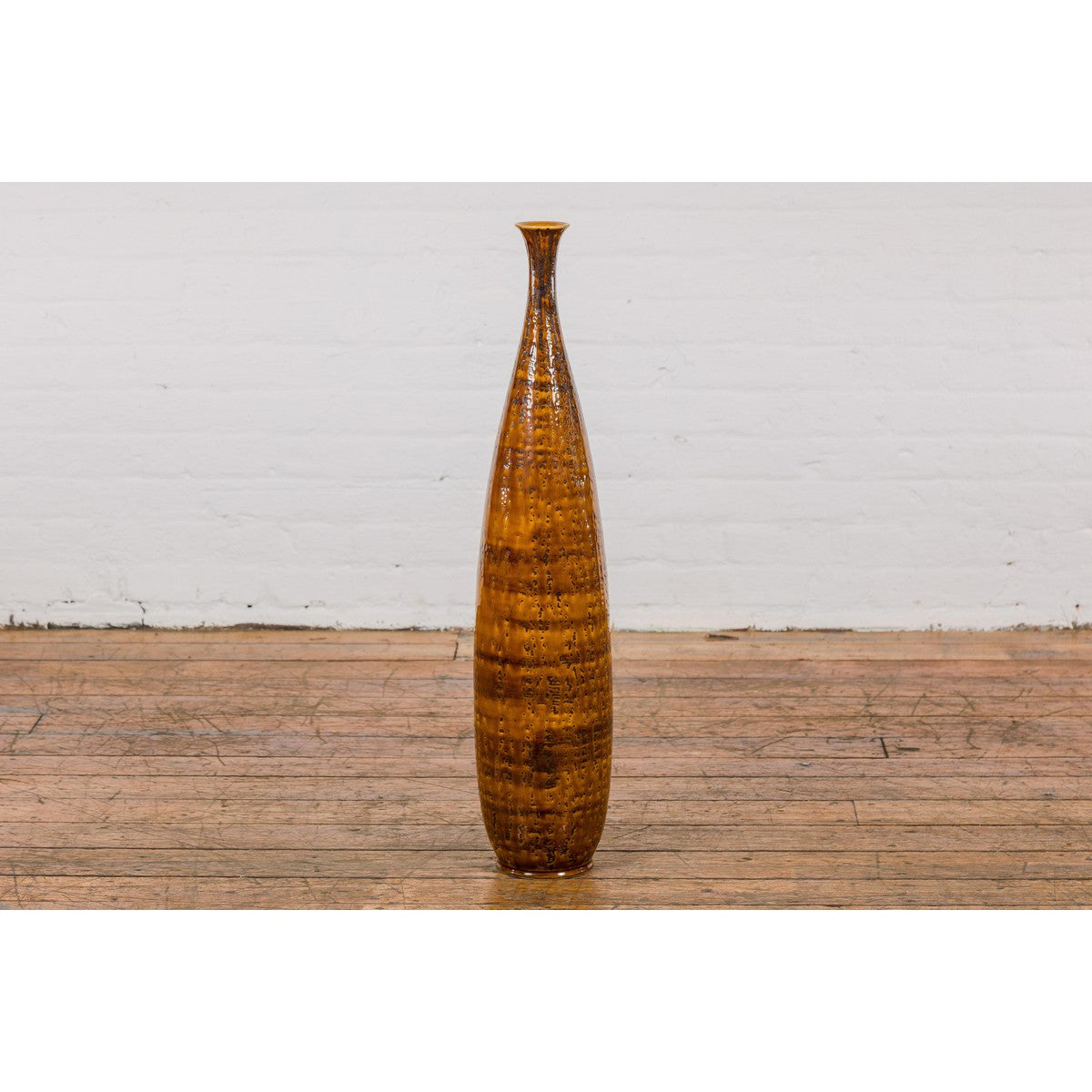 Textured Two-Tone Brown Tall Vase with Narrow Mouth, Elegant Home Decor-12. Asian & Chinese Furniture, Art, Antiques, Vintage Home Décor for sale at FEA Home