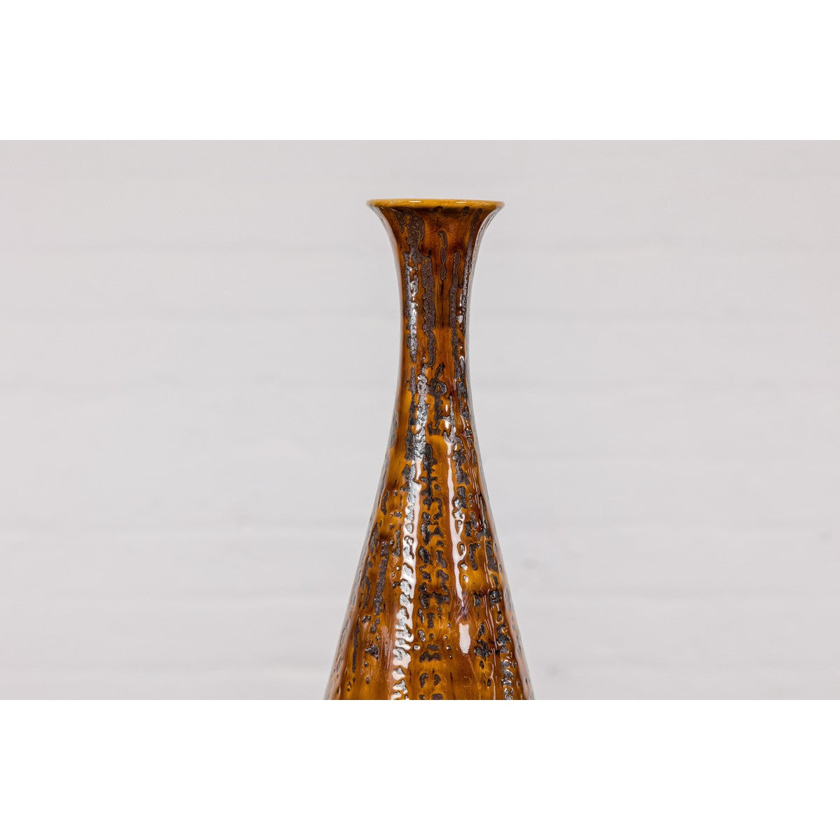 Textured Two-Tone Brown Tall Vase with Narrow Mouth, Elegant Home Decor-4. Asian & Chinese Furniture, Art, Antiques, Vintage Home Décor for sale at FEA Home