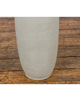 Subtle Ivory Color Tall Vase with Raised Scrolling Motifs and Narrow Mouth-8. Asian & Chinese Furniture, Art, Antiques, Vintage Home Décor for sale at FEA Home