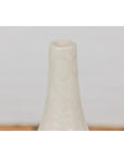 Subtle Ivory Color Tall Vase with Raised Scrolling Motifs and Narrow Mouth-9. Asian & Chinese Furniture, Art, Antiques, Vintage Home Décor for sale at FEA Home