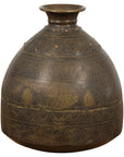 19th Century Brass Vessel with Abundant Etched Foliage Décor-1. Asian & Chinese Furniture, Art, Antiques, Vintage Home Décor for sale at FEA Home