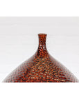 Handcrafted Bulb Shaped Burgundy Vase with Textured Honeycomb Style Motifs-10. Asian & Chinese Furniture, Art, Antiques, Vintage Home Décor for sale at FEA Home