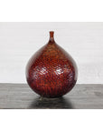 Handcrafted Bulb Shaped Burgundy Vase with Textured Honeycomb Style Motifs-12. Asian & Chinese Furniture, Art, Antiques, Vintage Home Décor for sale at FEA Home