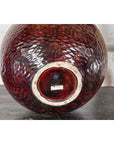 Handcrafted Bulb Shaped Burgundy Vase with Textured Honeycomb Style Motifs-14. Asian & Chinese Furniture, Art, Antiques, Vintage Home Décor for sale at FEA Home