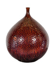 Handcrafted Bulb Shaped Burgundy Vase with Textured Honeycomb Style Motifs-15. Asian & Chinese Furniture, Art, Antiques, Vintage Home Décor for sale at FEA Home
