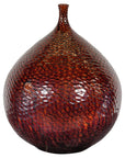 Handcrafted Bulb Shaped Burgundy Vase with Textured Honeycomb Style Motifs-1. Asian & Chinese Furniture, Art, Antiques, Vintage Home Décor for sale at FEA Home