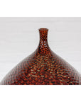 Handcrafted Bulb Shaped Burgundy Vase with Textured Honeycomb Style Motifs-4. Asian & Chinese Furniture, Art, Antiques, Vintage Home Décor for sale at FEA Home