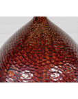 Handcrafted Bulb Shaped Burgundy Vase with Textured Honeycomb Style Motifs-5. Asian & Chinese Furniture, Art, Antiques, Vintage Home Décor for sale at FEA Home